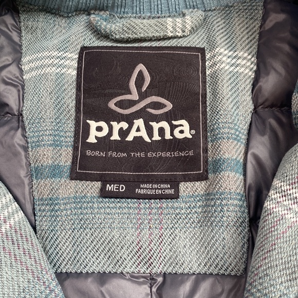 Prana Showdown Down Jacket Plaid Insulated Bayou Blue Medium - Picture 11 of 14